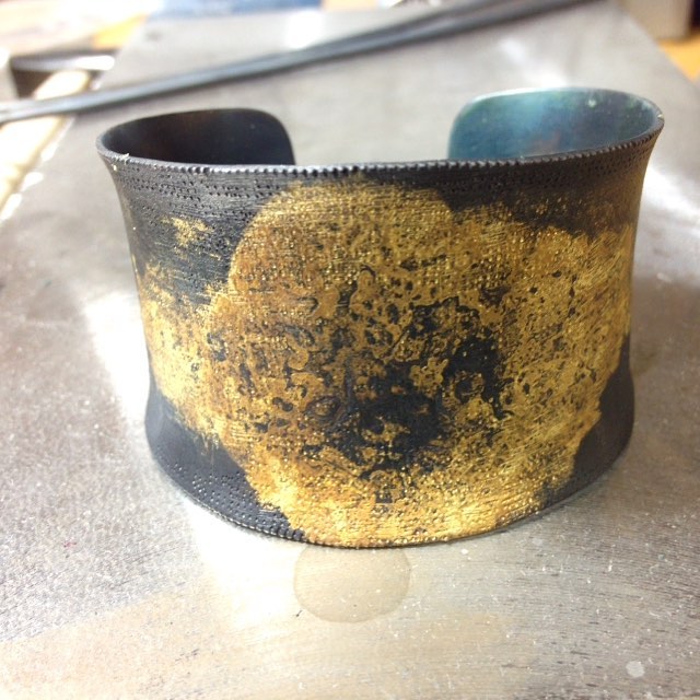 Steel and 20k Fused Gold Cuff Bracelet