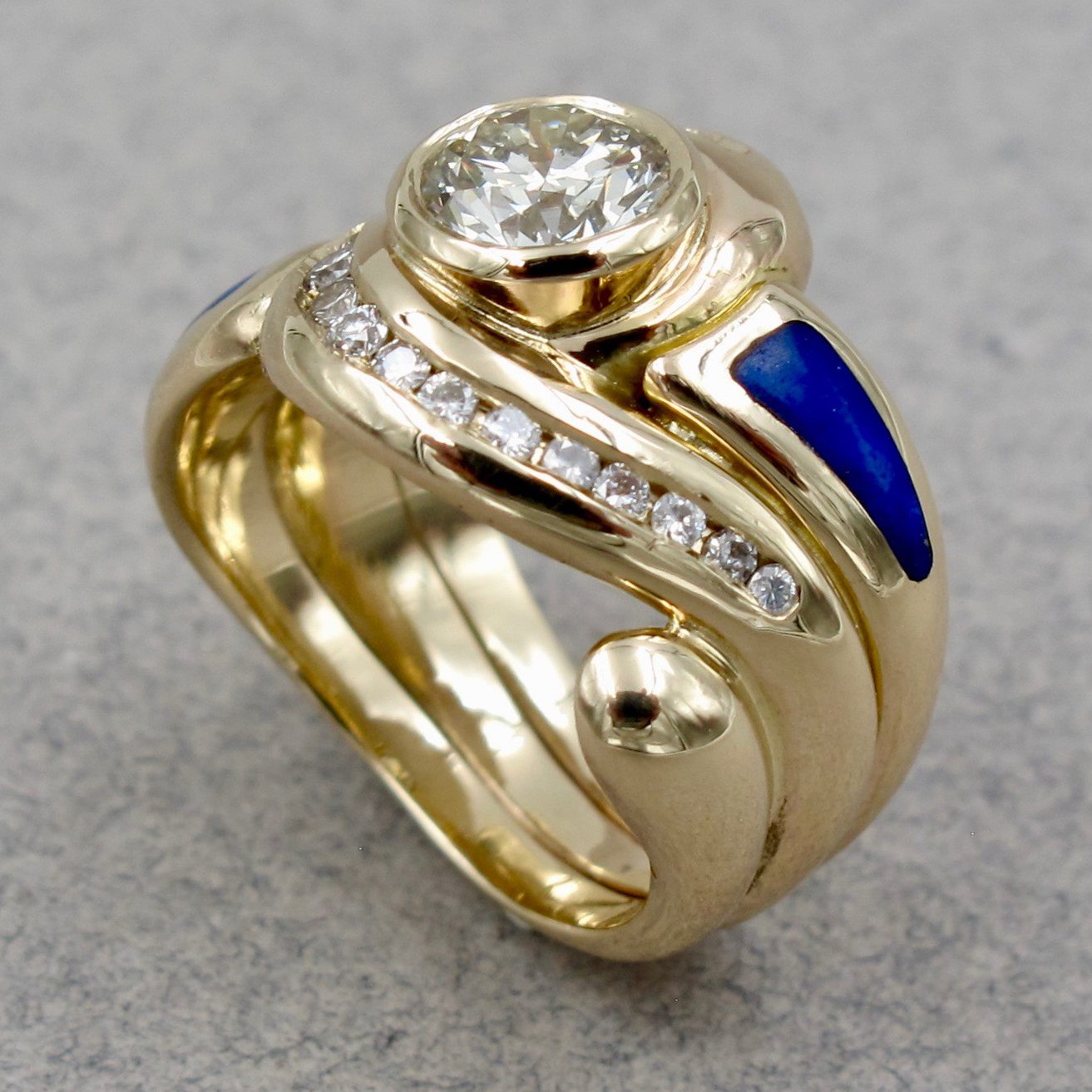 Gold and Lapis Custom Ring