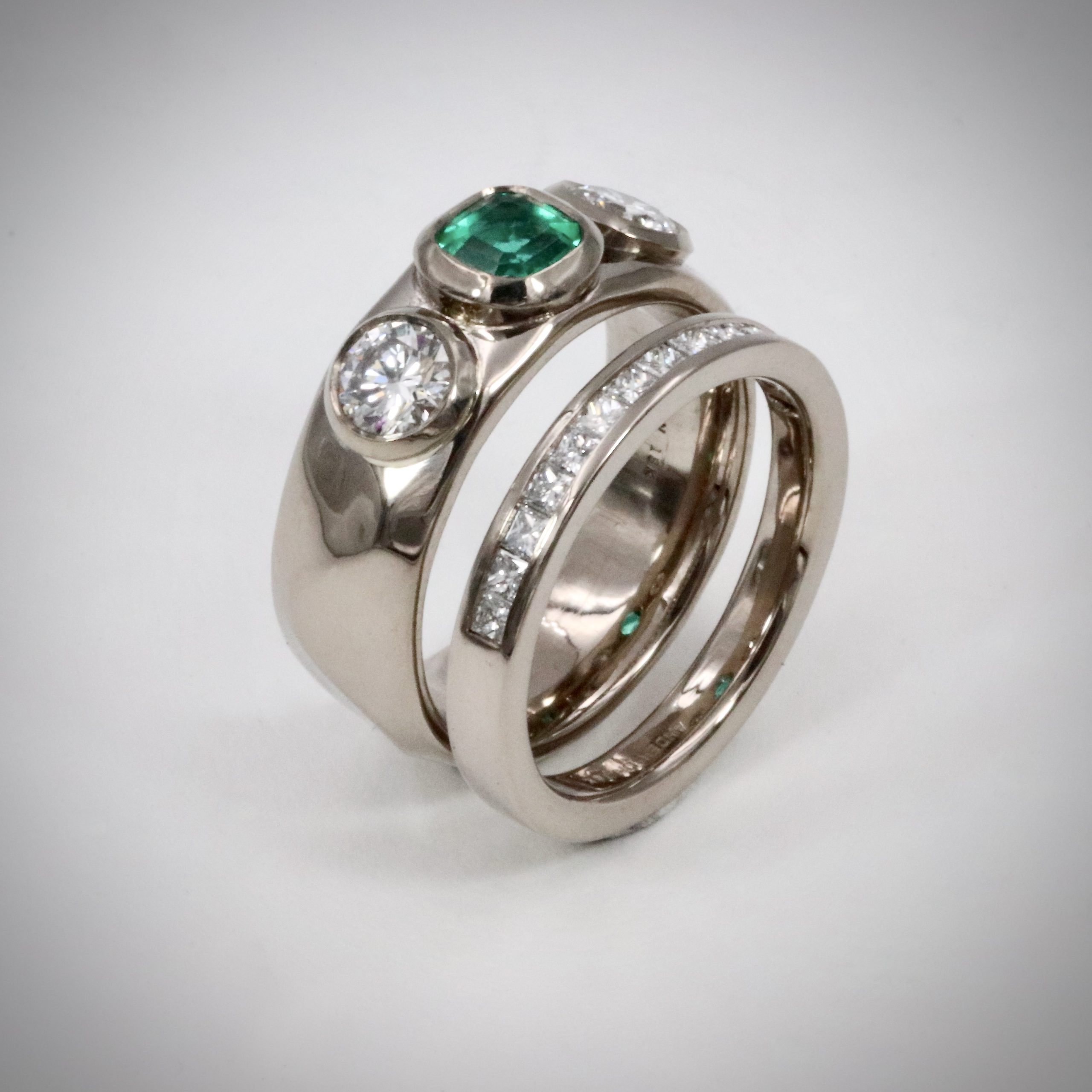 Emerald Platinum Diamond Rings