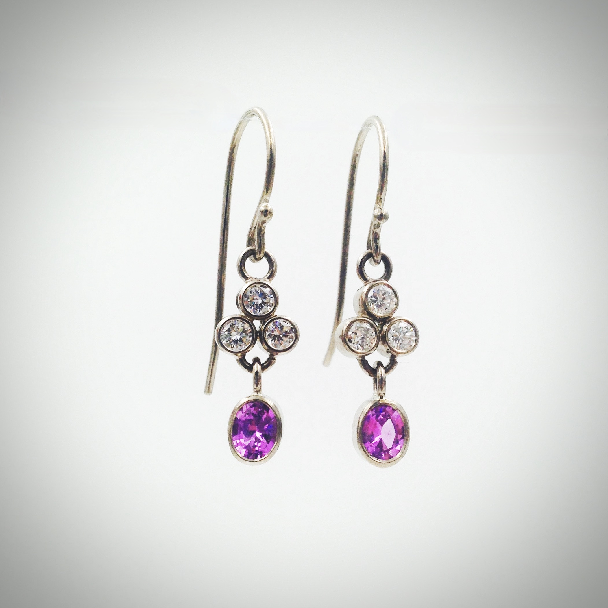Pink Sapphire and Diamond earrings