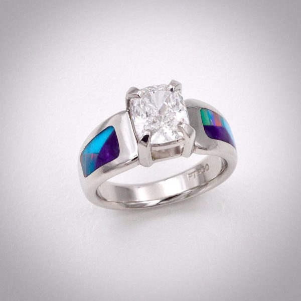 Inlay Diamond Platinum Ring