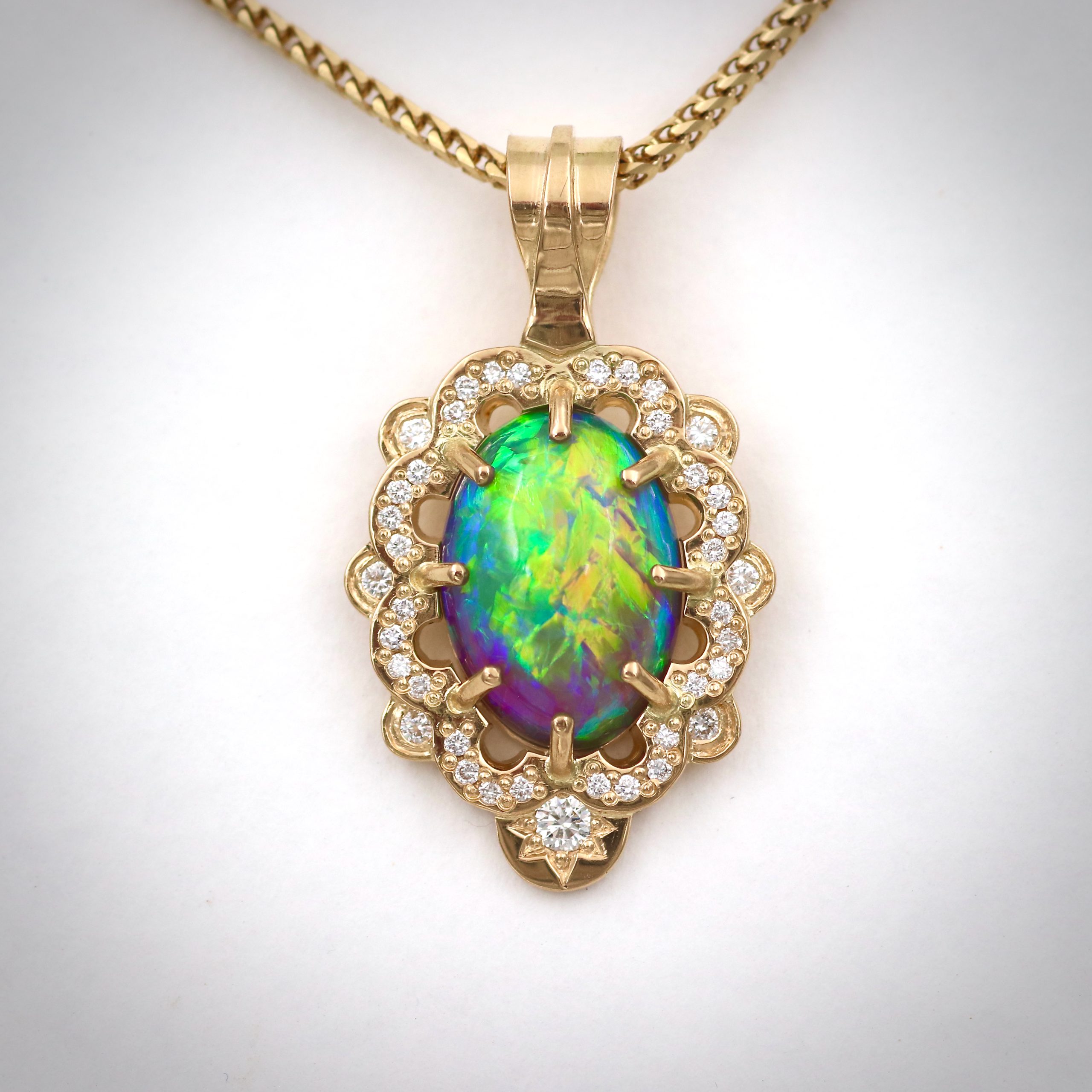 Black Opal Diamond Gold necklace