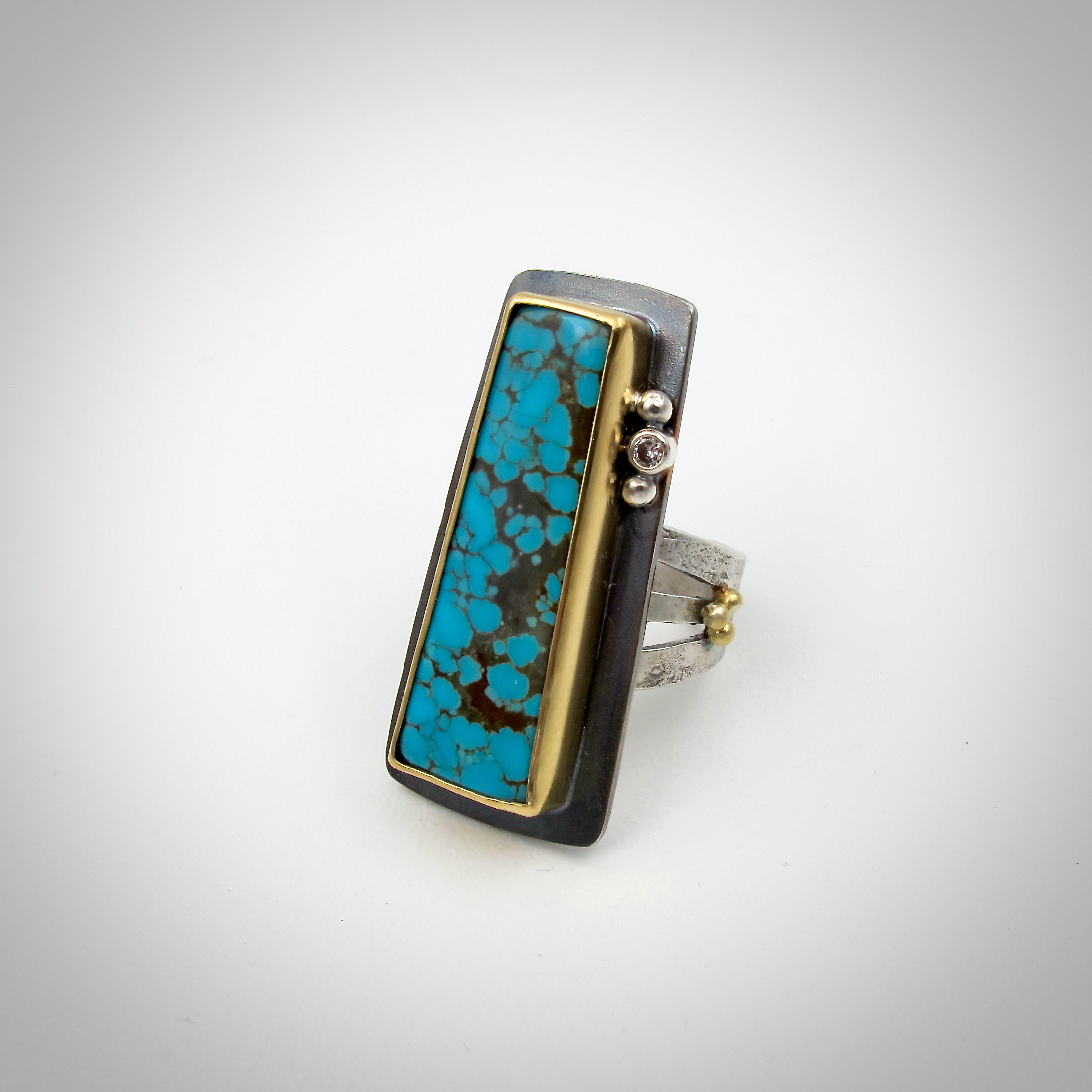 22k gold Turquoise silver ring