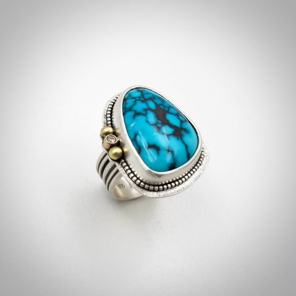 turquoise, turqoise ring, silver, gold, diamonds, ring, jewelry