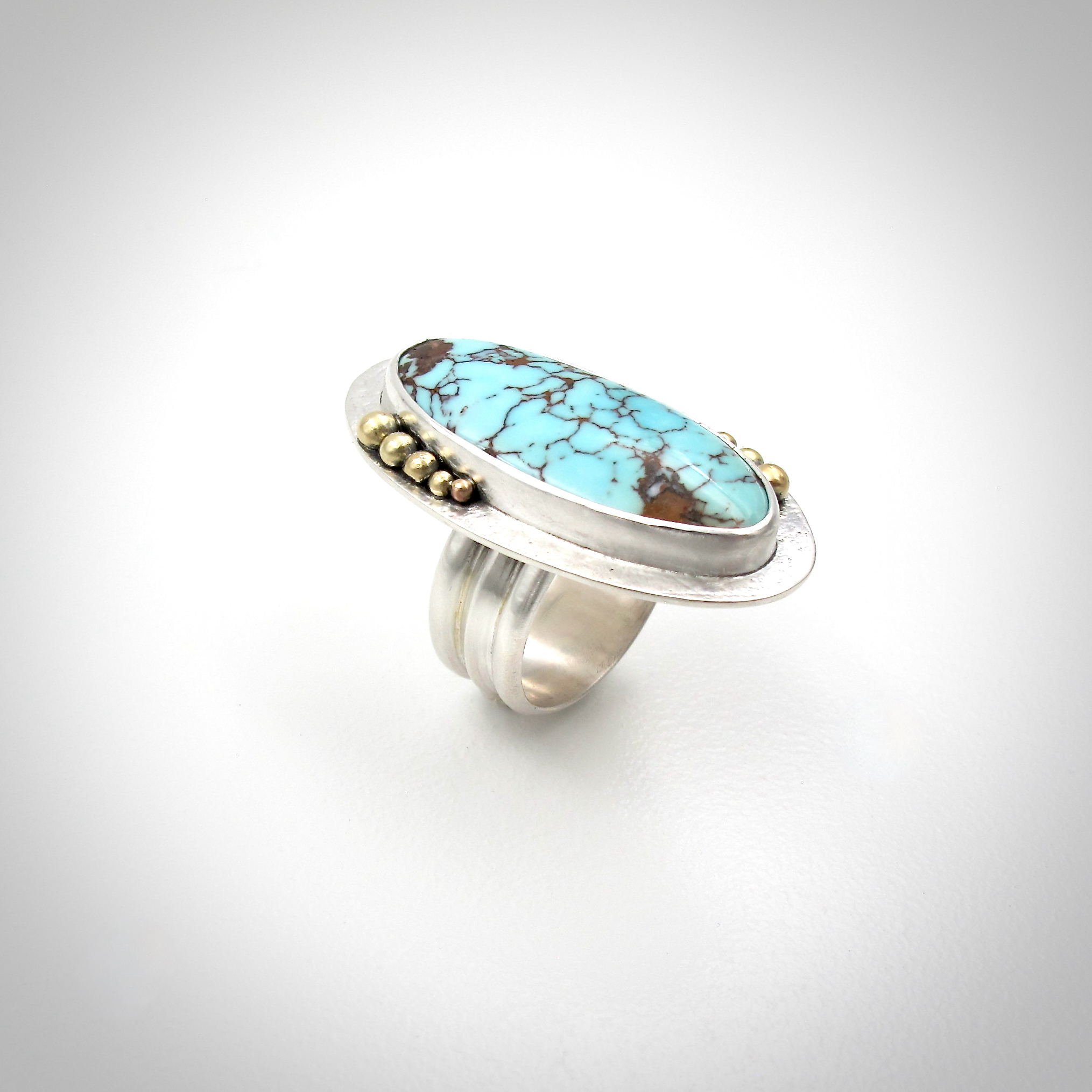 Godber-Burnham turquoise, turquoise ring, gold and turquoise ring, natural turquoise