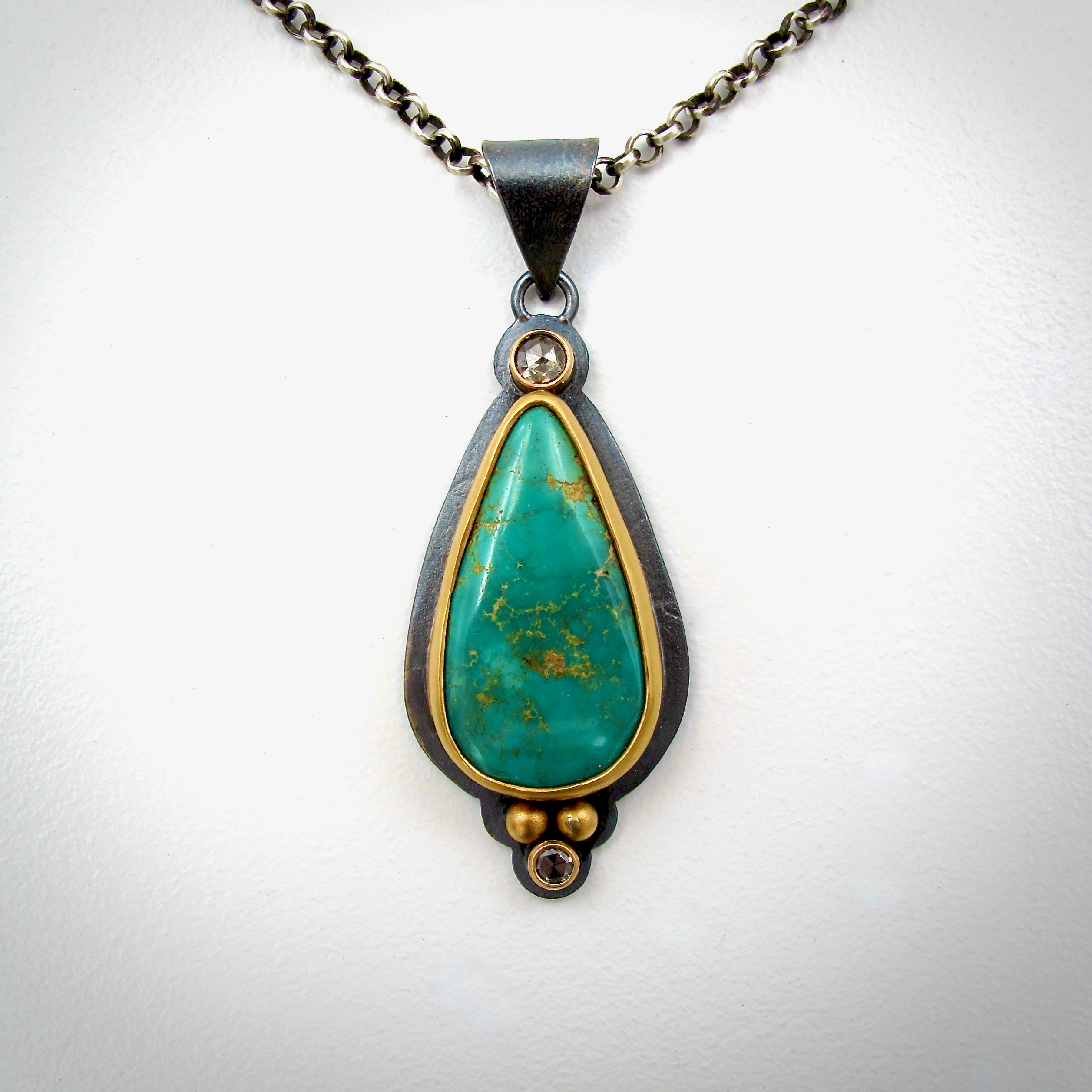Royston turquoise, diamonds, gold, necklace