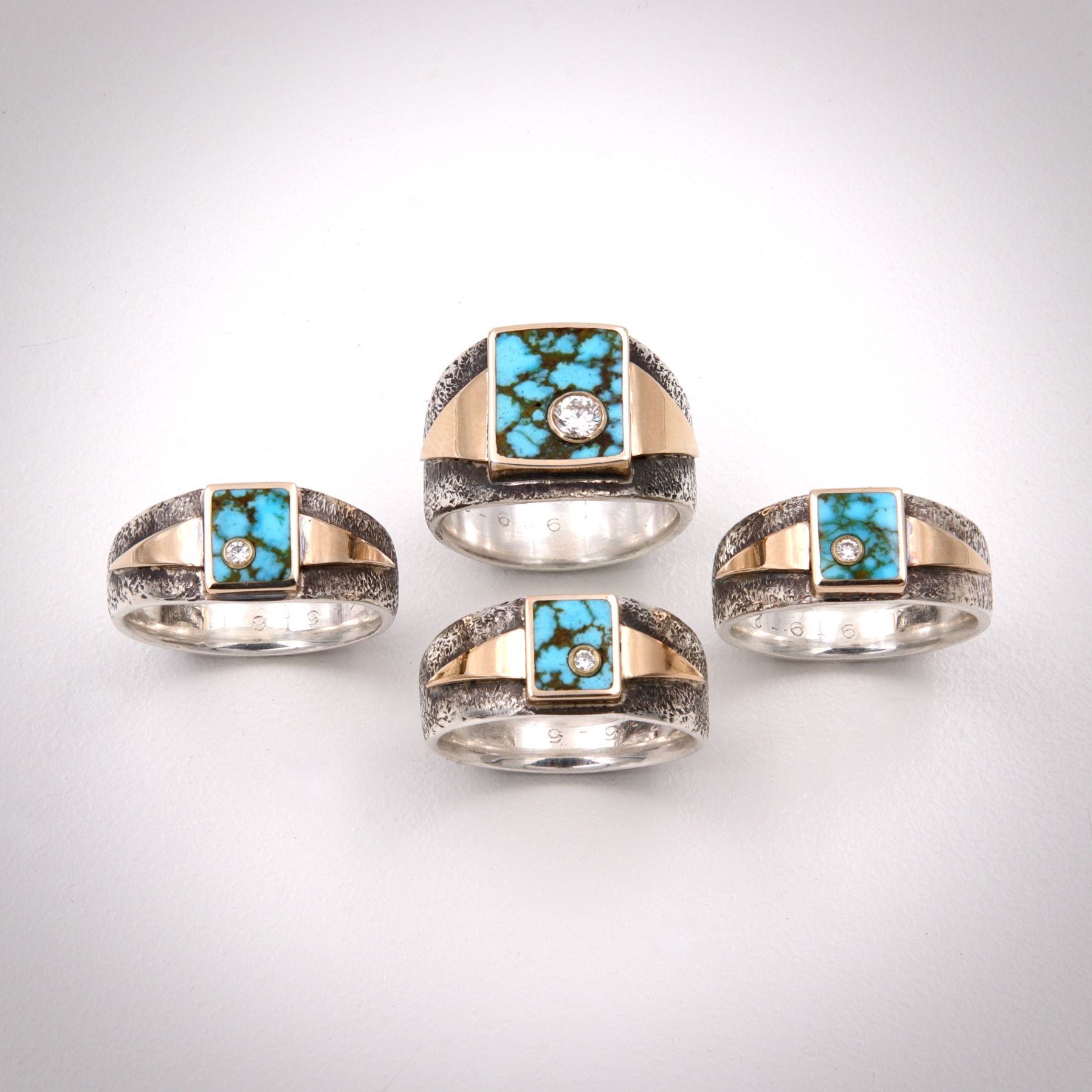 Kingman Turquoise Family Rings Kingman Turquoise, Kingman Turquoise rings, Turquoise, silver and gold rings, silver, gold, diamonds and turquoise rings, Family Rings, Family jewelry